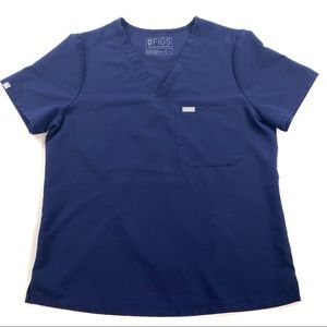 FIGS CATARINA Women's One-Pocket Scrub Top Size L Navy Blue READ